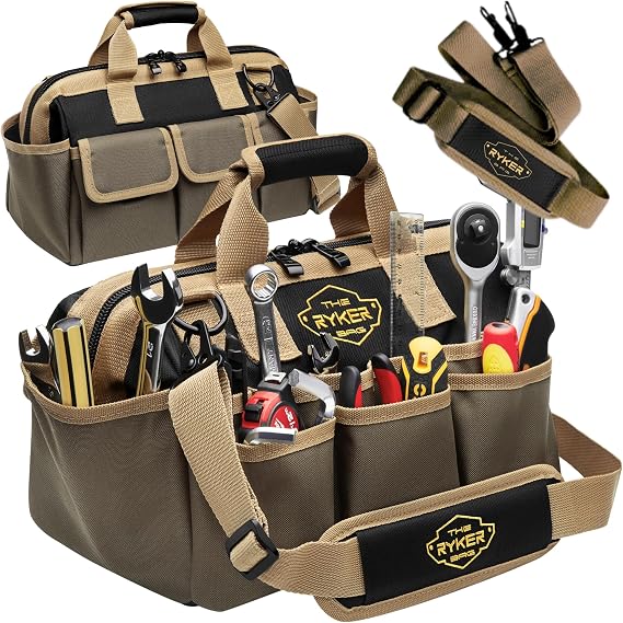 Ryker 14 Heavy Duty Tool Bag. Tool Box Organizer for Electricians & HVAC