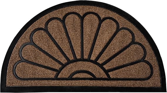 ubdyo Half Circle Door Mat Outdoor Entrance (29" x 17", Bright Brown)