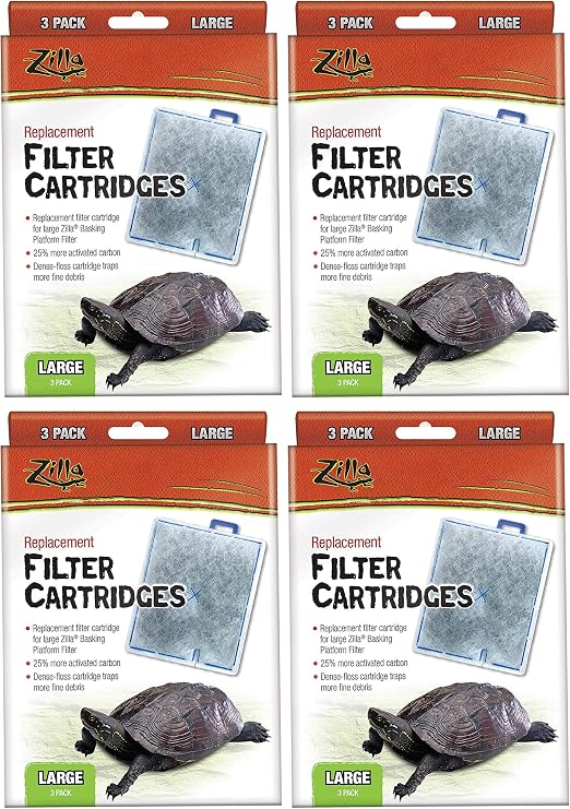 Zilla Replacement Filter Cartridges, Large, 12 Pack | For Deluxe and Premium Aquatic Turtle Kits