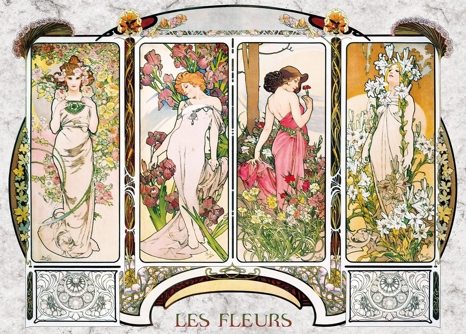 Epoch 2,000-Piece Jigsaw Puzzle, Super Small Pieces, IllustrationArt, World Paintings, Four Flowers 15.0 x 20.9 inches  38 x 53 cm, 54-007, Includes Glue, Spatula and Point Card