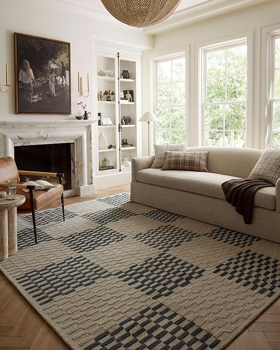 Loloi Chris Loves Julia Bradley Collection, Beige & Midnight, 2'-3" x 3'-9" Accent Rug Classic Striped Area Rugs for Living Room, Bedroom, Entryway & Hallway, High Traffic Area Home Decor Rug