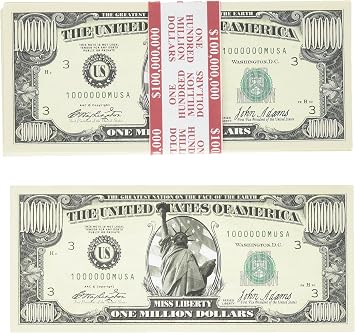 100 Count Banded Lady Libery Million Dollar Bills
