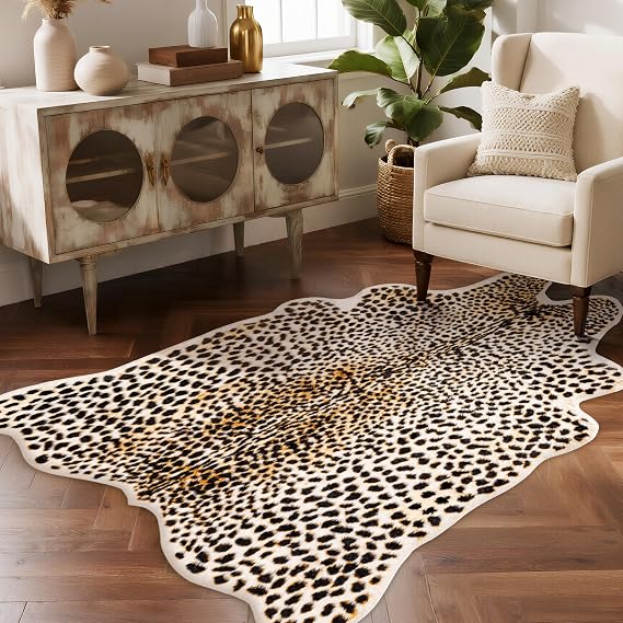 Leopard Rug Cheetah Print Carpet, Animal Print Area Rug, 5.2x6.5ft