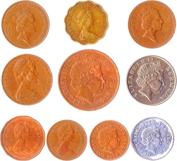 10 Different Coins With Queen Elizabeth II Picked from Mixed Commonwealth Realms