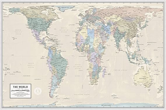 Gall Orthographic World Map | Most Accurate World Map - Countries are Shown in Correct Proportion to Each Other | Laminated World Map | 36 x 24