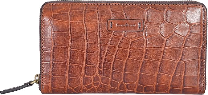 Gianni Conti RFID Croc-Embossed Italian Leather Continental Purse – Zip Around Wallet with 12 Card Slots – Gift Boxed – Made in Italy