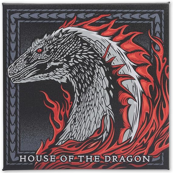 Open Road Brands House of the Dragon Flames Gallery Wrapped Canvas Wall Decor - House of the Dragon Wall Art for Man Cave or Movie Room