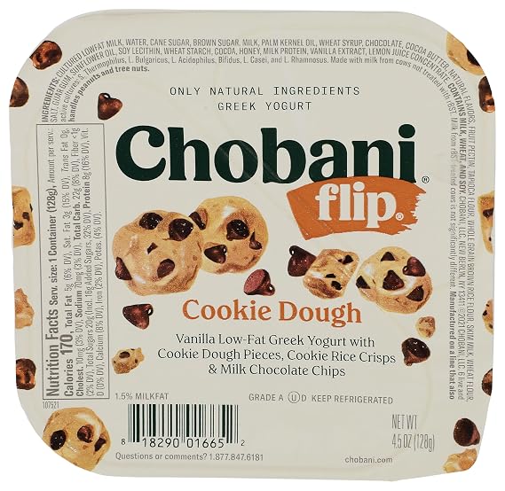 Chobani Flip Low-Fat Greek Yogurt Chocolate Chip Cookie Dough 4.5oz