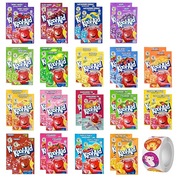Classic Drink Mix Packets Ultimate Variety (18 Falvors, 36 Packets) - Drink Mix - Includes Cherry, Grape, Lemonade, Mixed Berry, Strawberry, Tropical Punch and more PLUS 5 STICKERS By D.F. LUXURY