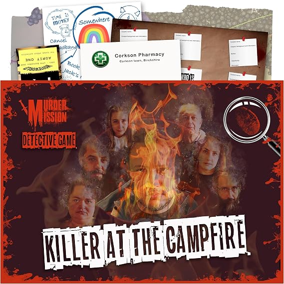 Murder Mystery Game - Detective Killer Case Files - Date Night, Party Groups - Unsolved Cryptic Games - Killer At The Campfire
