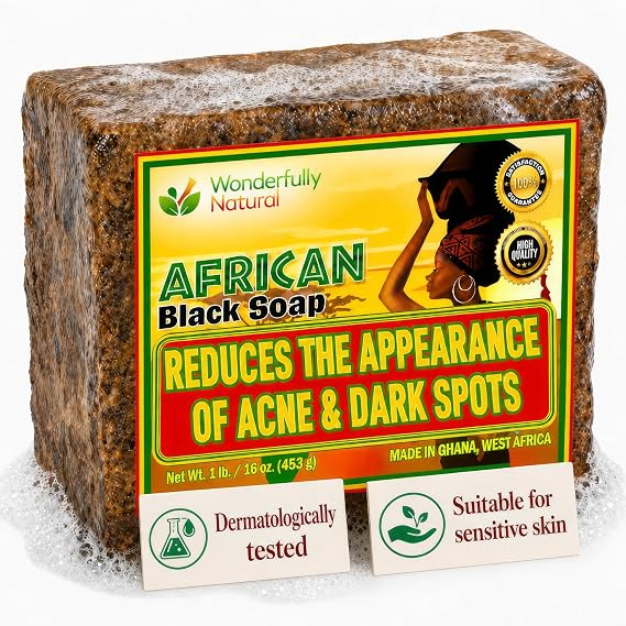 #1 Organic African Black Soap for Acne & Dark Spots Black Owned 1lb bar