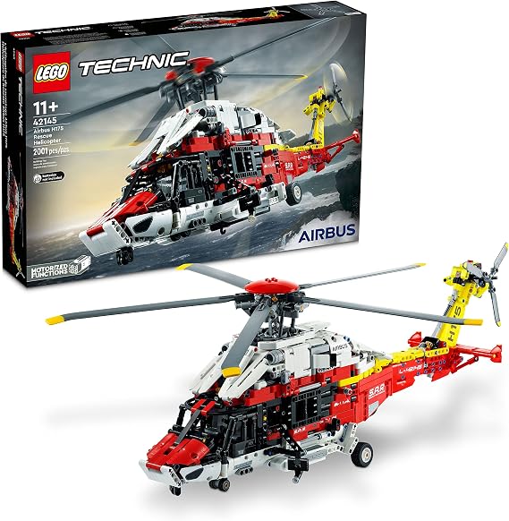 LEGO Technic Airbus H175 Rescue Helicopter 42145, Educational Model Building Set for Kids, with Spinning Rotors and Motorized Features, Construction Toy