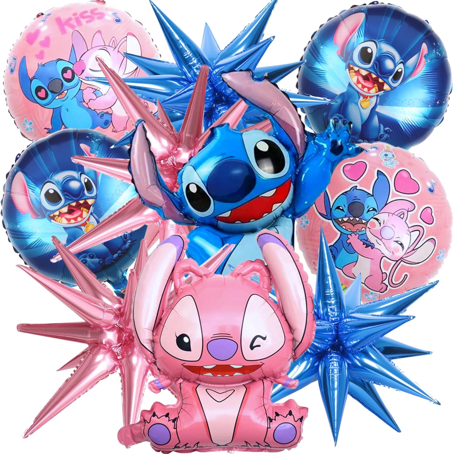 10PCS Cartoon Foil Balloons 18 and 26 for Birthday Party Decorations Aluminum Foil 5 Blue and 5 Pink Cartoon Foil Balloons Birthday Party Décor