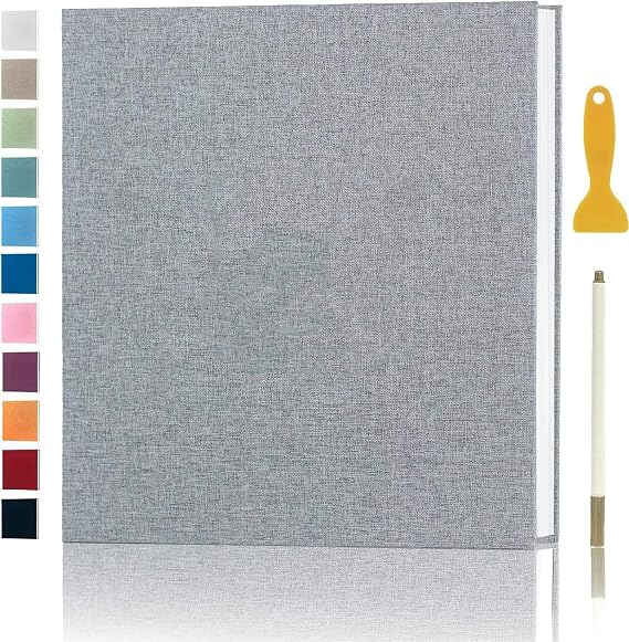 Photo Album Self Adhesive Pages Scrapbook 40 Pages, 11x10.6 Grey