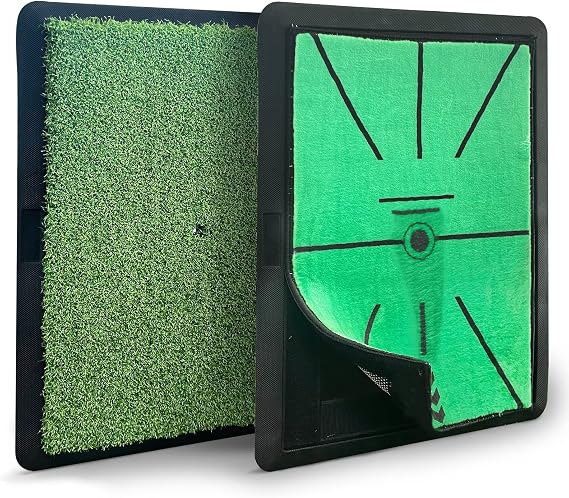 Cupohus Golf Hitting Mat, Precision Pro Swing Mat for Path Feedback, Golf Training Chipping Aid with Replaceable Thickened Artificial Turf, Golf Accessories Gift for Adults for Indoor/Outdoor 13"x17"