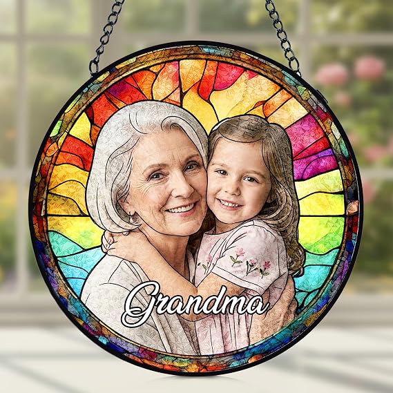 Personalized Grandma Stained Glass Windows Hanging Picture Suncatcher
