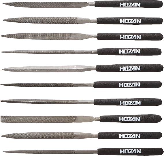 Hozan K-215 File Set, 10 Pieces, Suitable for Various Situations, Round