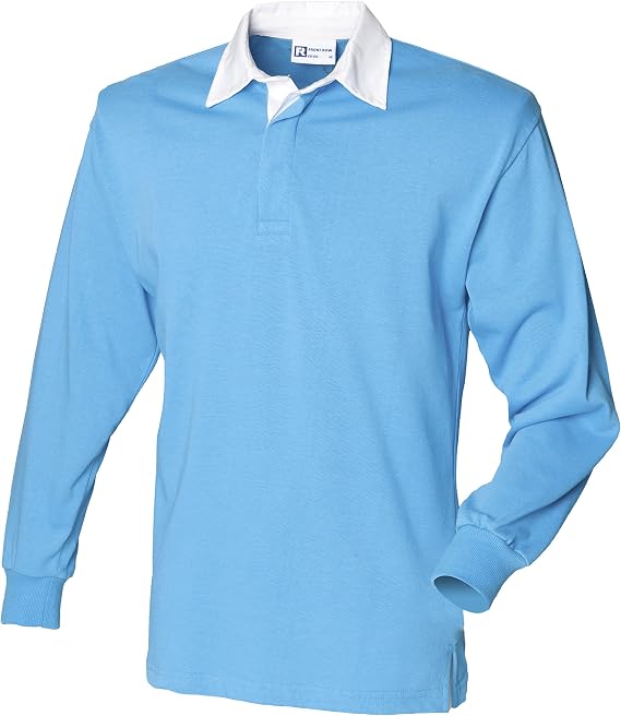 Front Row Long Sleeve Classic Rugby Shirt, 14 colours, Small to XXL - White/White - S