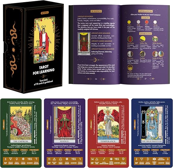 Wyspell Tarot for Learning - Tarot Cards with Meanings on Them & Guidebook