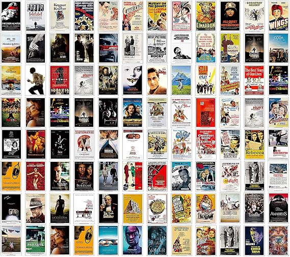 LAPNOXX Movie Posters Post Card, 95PCS Vintage Posters of Classic Movie 7x5 Inch, Wall Collage Kit Aesthetic Pictures, Movie Room Decor