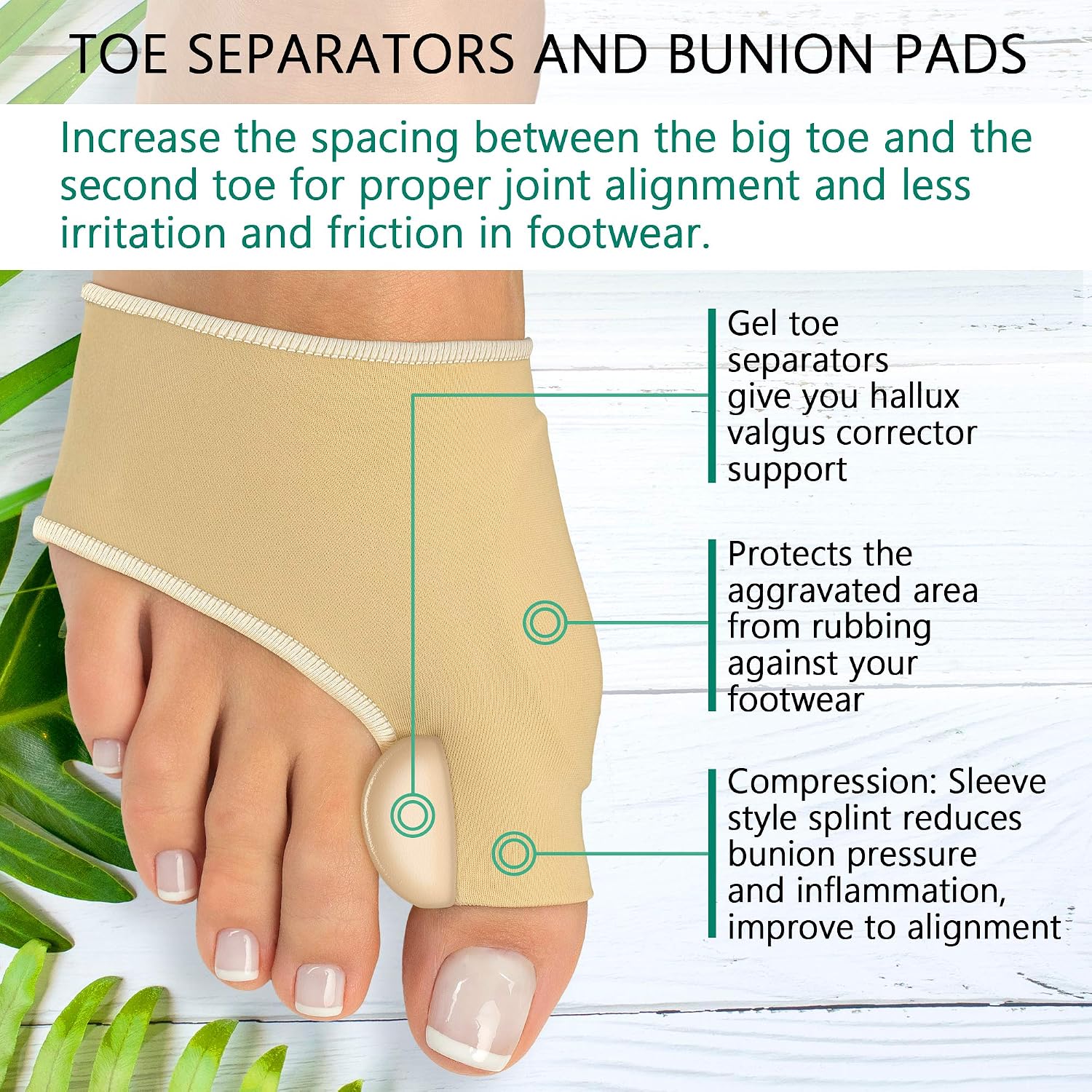 Ball of Foot Cushions 4pcs Metatarsal Pads - Forefoot Pads of Soft Gel - Foot Sleeve Mortons Neuroma White