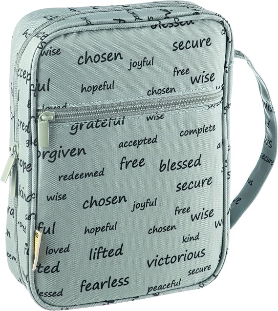 DiverseBee Bible Cover with Handles, Zippered Bible Carrying Case for Men and Women, Bible Tote Bag for Kids, Book Cover Accessories, Christian Gifts 7.5 x 10 x 2.5in (Noble Words)