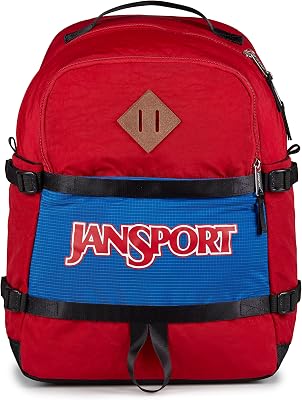 JanSport Small Seattle Pack Compact Backpack with Main Compartment, Dual Water Bottle Pockets, and Padded Sleeve for 15-Inch Laptop, Red Tape