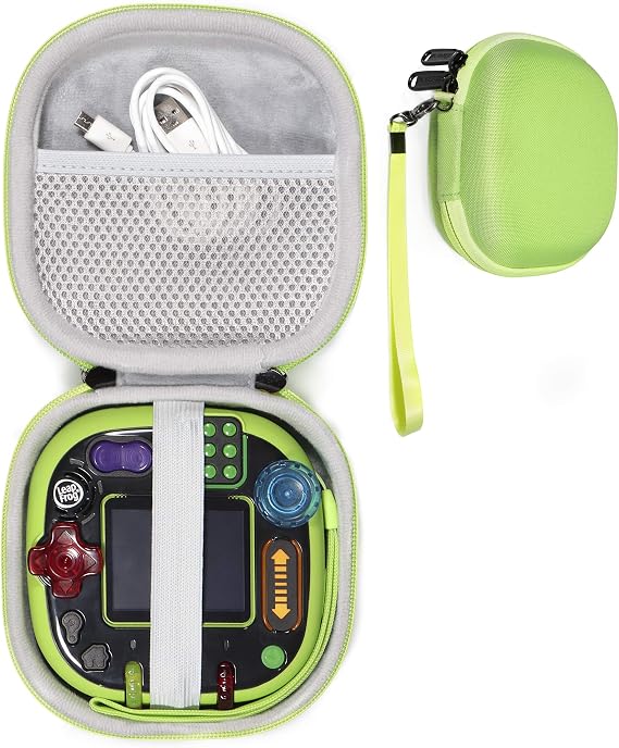 Game System Case for Leapfrog Rockit Twist Handheld Learning Game System, by Alltravel, Tailor Made Case-Best Matching with Color and Shape, Mesh Accessories Pocket, Detachable Wrist Strap (Green)