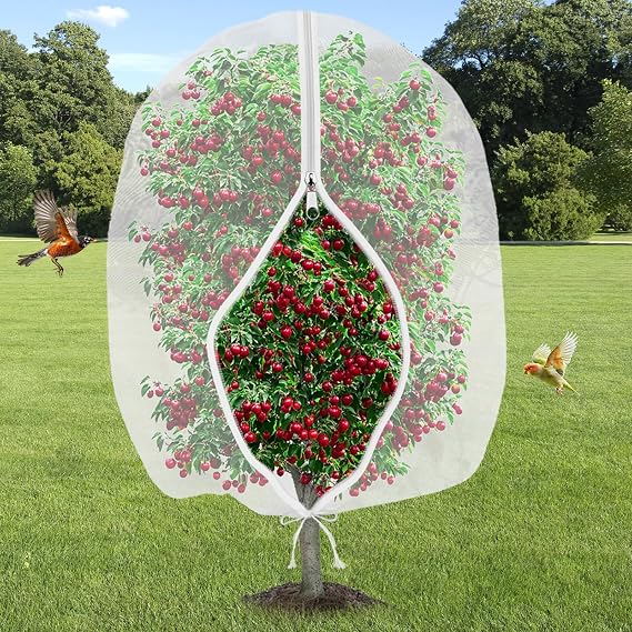 Fruit Tree Netting Bird Protection With Zipper, 140x180cm 4.6x6ft Fruit Nettings Fine Mesh Bird Friendly Garden Netting For Veg Patch Small Bush Vegetables Cherry Blueberry Strawberry Netting
