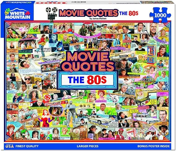 White Mountain 1000 Piece Jigsaw Puzzle Unique Iconic, 80's Movie Quotes