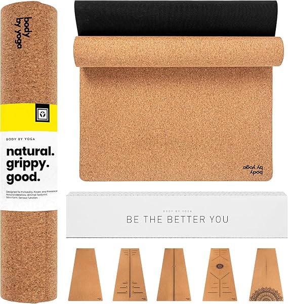 Luxury Cork Yoga Mat - Non Slip, Extra Thick Grip. Thicker, Longer, and Wider for More Comfort and Support. Tough Enough For Hot Yoga. Natural, Non Toxic, and Eco Friendly. Optional Alignment Lines.