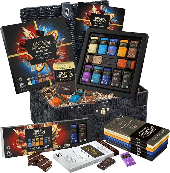 Green & Blacks Ultimate Chocolate Hamper. Delicious selection of G&B favourites including Hot Chocolate, Tasting Collection, Cooking chocolate and a varity of bars. Birthday, Christmas, Thank you gift