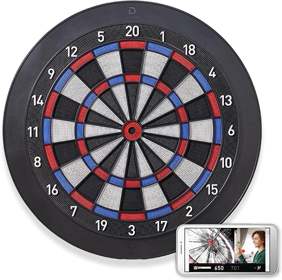 DARTSLIVE Home Electronic Dartboard, Bluetooth Compatible with Online Play, for Soft Tip Darts, 15.5 Inch Diameter Regulation Size Dartboard for Indoor Play, Black