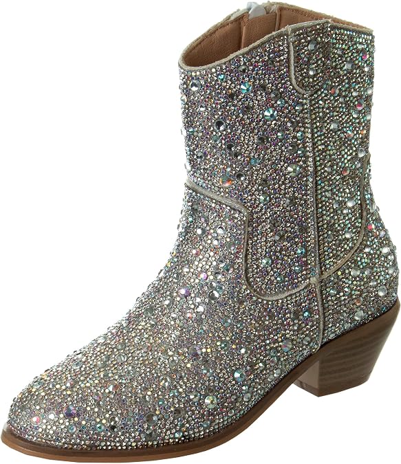 Badgley Mischka Sparkly Cowgirl Boots Kids Cowboy Boots Party Dress Heels for Girls (Size 13 Little Kid / 1-5 Big Kid)