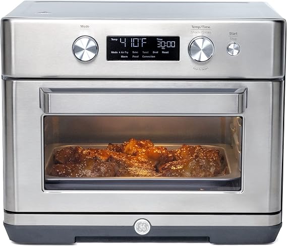 GE Digital Air Fryer Toaster Oven + Accessory Set | Convection Toaster with 8 Cook Modes | Large Capacity Oven - Fits 12" Pizza | Countertop Kitchen Essentials | Stainless Steel