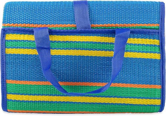 Camco Handy Mat with Strap - Perfect for Picnics, Beaches, RV and Outings - Blue/Green - 60" x 78" (42806)