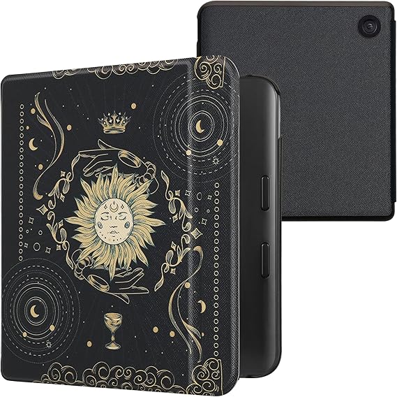 kwmobile Case Compatible with Kobo Libra Colour Case - eReader Cover - Tarot Card Dark Blue/Yellow/Black