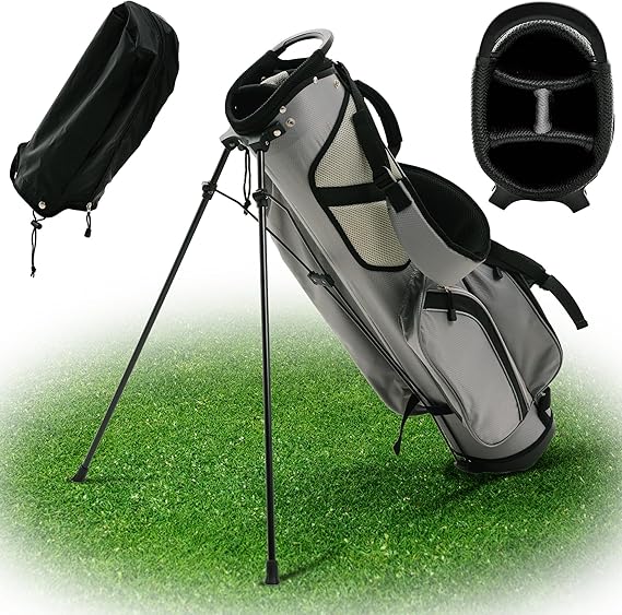 Ultra-Lite Golf Stand Bag - 3 Lbs, 4 Way Divider Portable Golf Club Carry Bag, Water-Repellent Golf Travel Case with Rain Hood, Golf Gifts for Men and Women