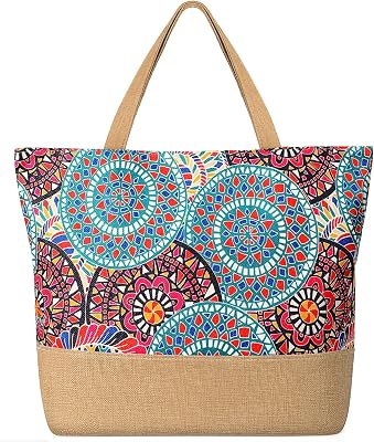Trifabricy Beach Bag for Women, Large Beach Tote Bags with Zipper, Woven Straw Tote Waterproof, Swim Gym Shopping Travel Bag