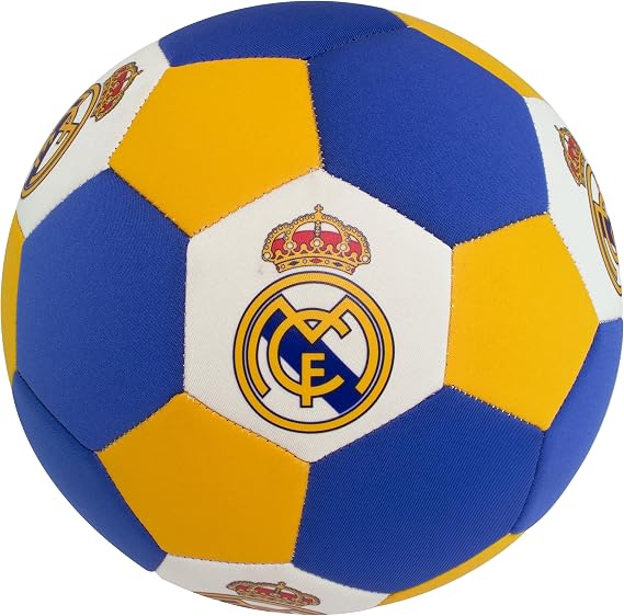 Official Real Madrid Soft Indoor Soccer Ball Size 4 - Padded Plush Football for Kids and Fans - Safe for House Play, Juggling & Practice - Iconic Club Crest & Colors Design