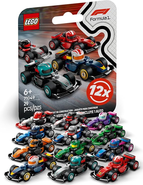 Lego F1 Racing Car Series with 12 Formula 1 Cars: Complete Set of Lego Minifigures Series 71049