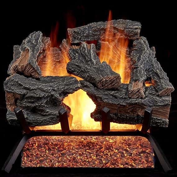 HearthSense CSW18HVL Natural Gas Vented Fireplace Logs Set with Match Light, 45000 BTU, Heats up to 1650 Sq. Ft, Colorado Split Wood, 18 Inches