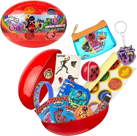 Miraculous 13pc Surprise Miracle Box -Zag Heroez Themed Ladybug and Cat | Noir Toys Surprise with Stickers For Kids, Treasure Prizes, Birthday Favors