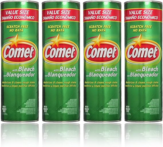 Comet Cleaner with Bleach Powder 25-Ounces | Scratch-Free | 25 Oz (Pack of 4)