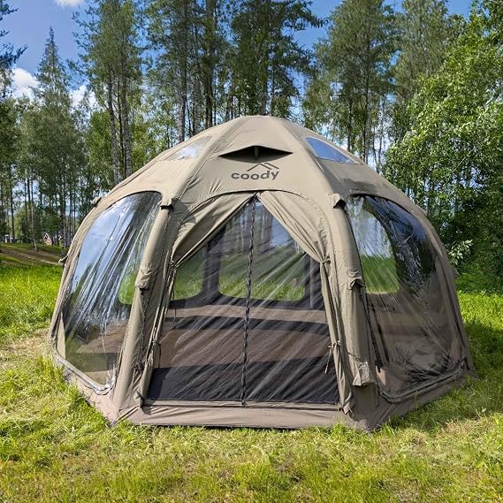 Coody Premium Inflatable Tent for Camping, Canvas Air Tent with Stove Jack