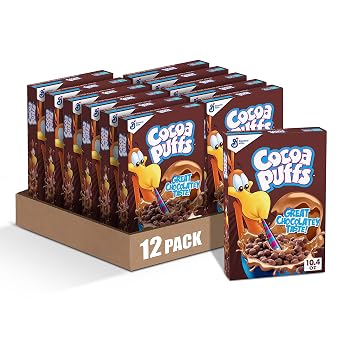 Cocoa Puffs, Chocolate Breakfast Cereal, Whole Grains, 10.4 oz Pack of 12