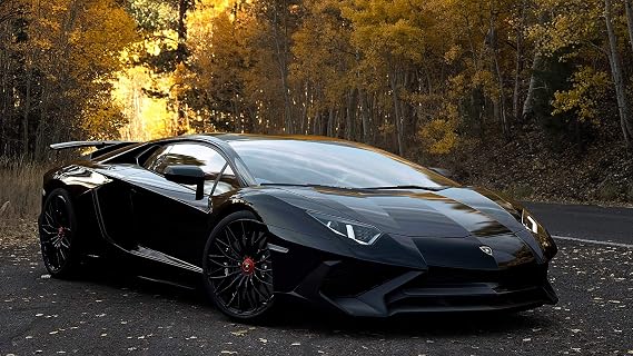 Laminated 42x24 Poster: Black Lamborghini Aventador 4k hd HDbmw Chevrolet Lamborghini Porsche mclaren Lexus Toyota 4k hd Cars HDdmc Tuning Lamborghini Aventador Wide