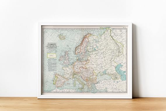 Europe - Continent Map, 1914 | Historical Map Print - 24in x 18in