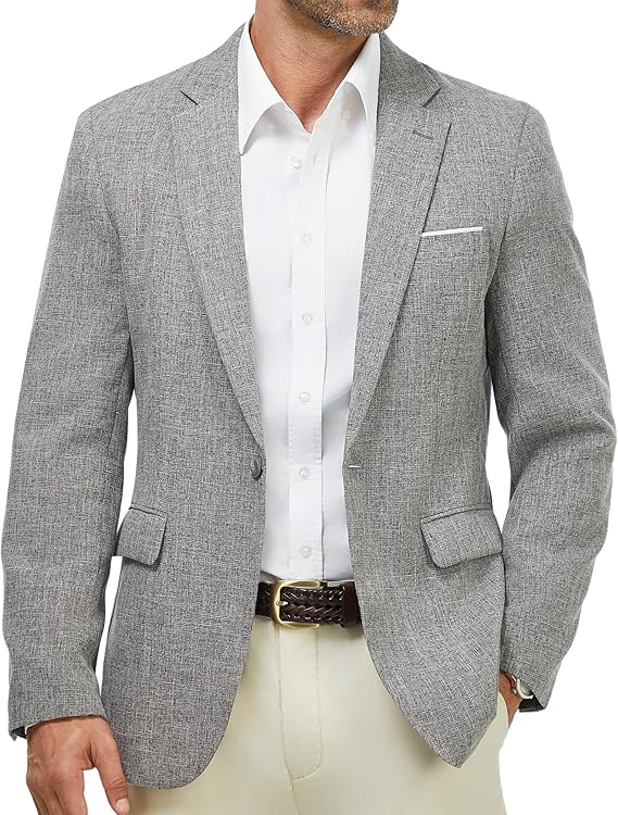 WULFUL Mens Casual Sport Coat Blazer Lightweight One Button Suit Jackets