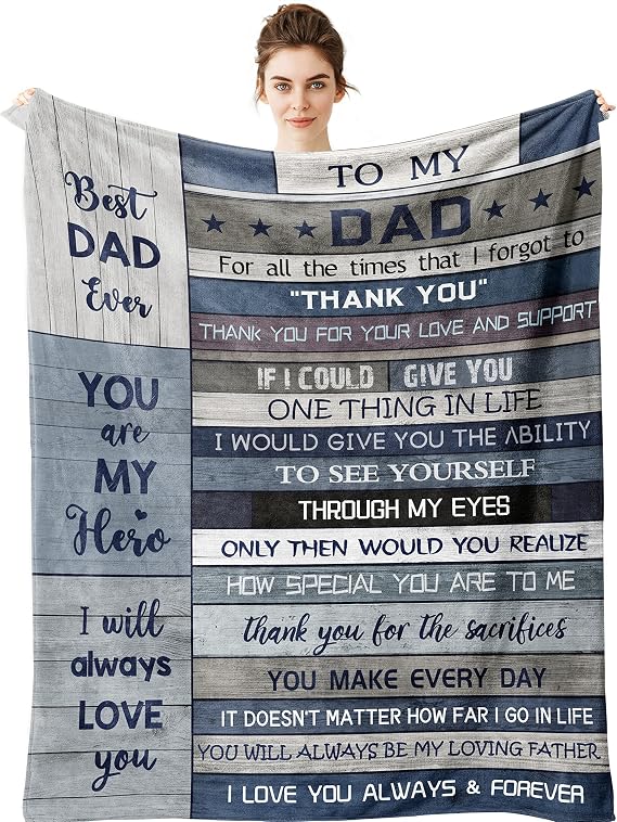 Yamco Dad Gifts - Father Day Blankets 50"x40" - Cool Funny Fathers Day Christmas Birthday Ideas - Gifts for Daddy - Presents for Men Who Wants Nothing from Daughter Son - Best Dad Ever Blanket